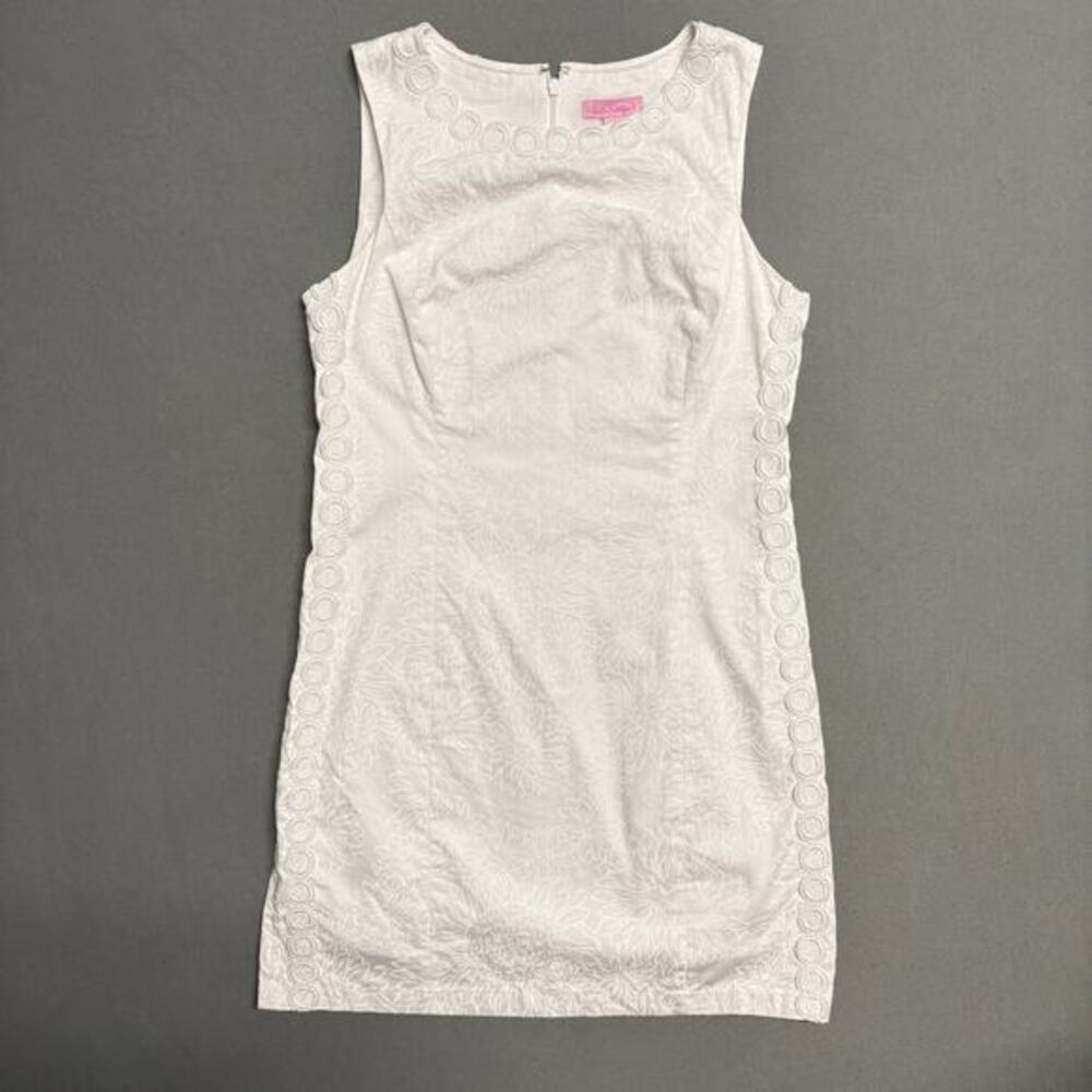 Lilly Pulizter Mila Shift Sleevess Dress in‎ Resort White Size 6